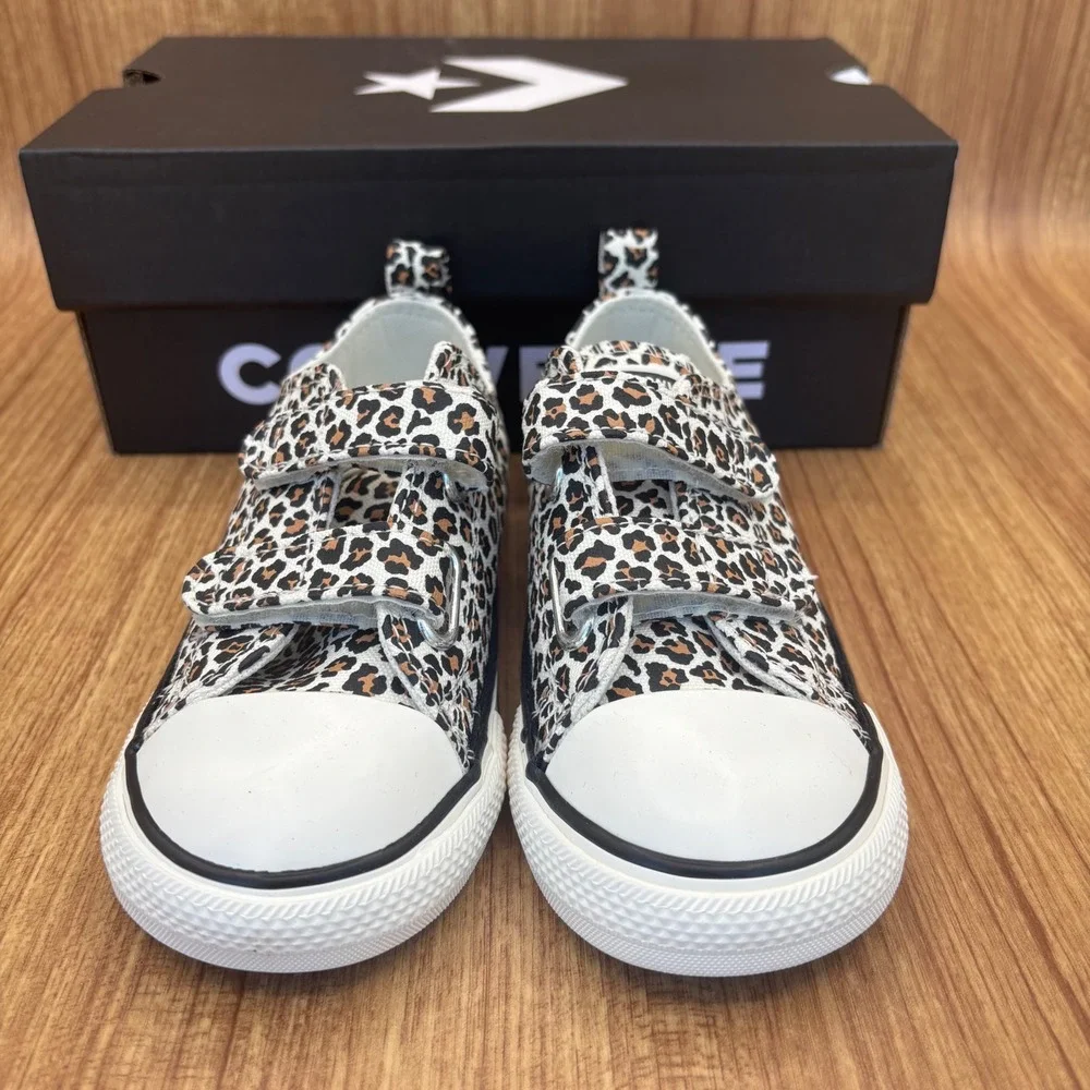Converse CTAS 2V OX Infant Size 9 Leopard Print Hook and Loop A16589F NEW